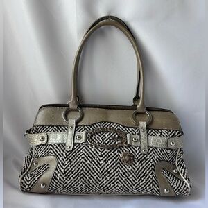 Guess vintage Y2K Brown and White, Tweed Handbag